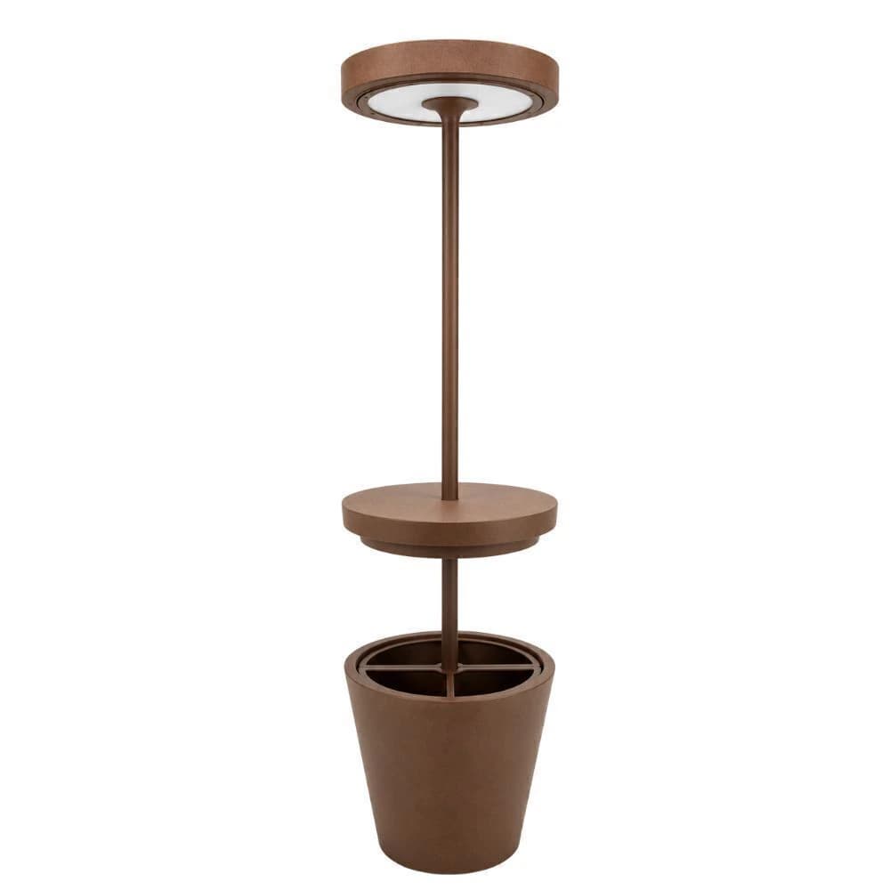 Luminaria de Piso Zafferano Poldina Reverso Solar Corten Com Mesa 43x156cm