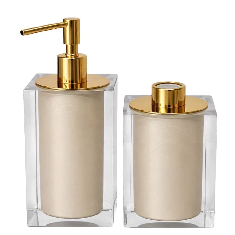 Porta Sabonete Líquido e Difusor de Resina Resimetal Cristal Honey Gold 2pçs