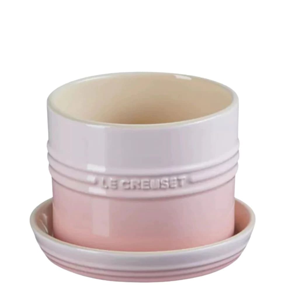 Vaso de Cerâmica com Bandeja para Ervas Le Creuset Shell Pink 14cm
