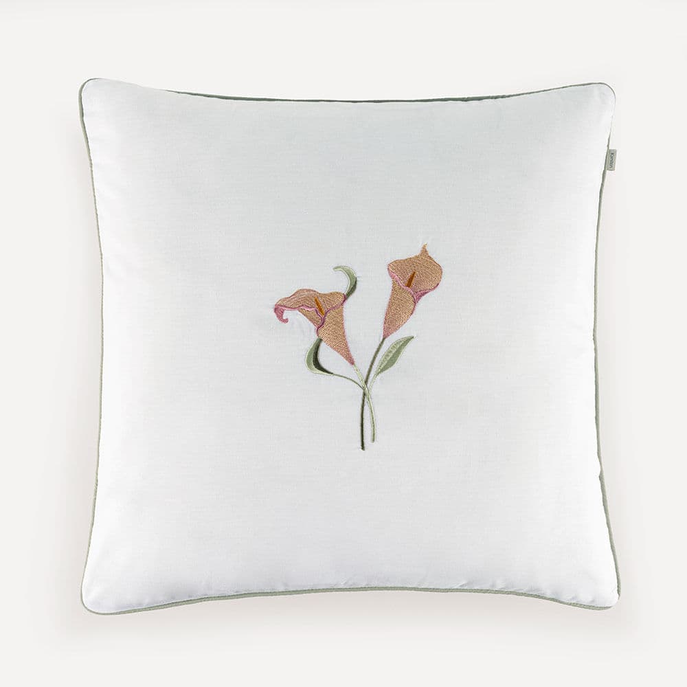Almofada Decorativa Quadrada 100% Algodão Estela Branco/Rosa