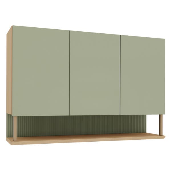 Armário 3 Portas 120x80x32cm Madeira Domus Carvalho UV e Verde Luciane