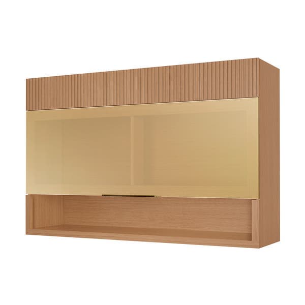 Armário Aéreo 1 Porta 120x78x32cm Madeira Carvalho Realeza Nesher