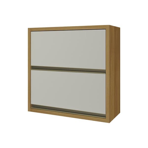 Armário Aéreo 2 Portas Basculante 80x78x32cm MDF Freijó e Off White Esmeralda Nesher