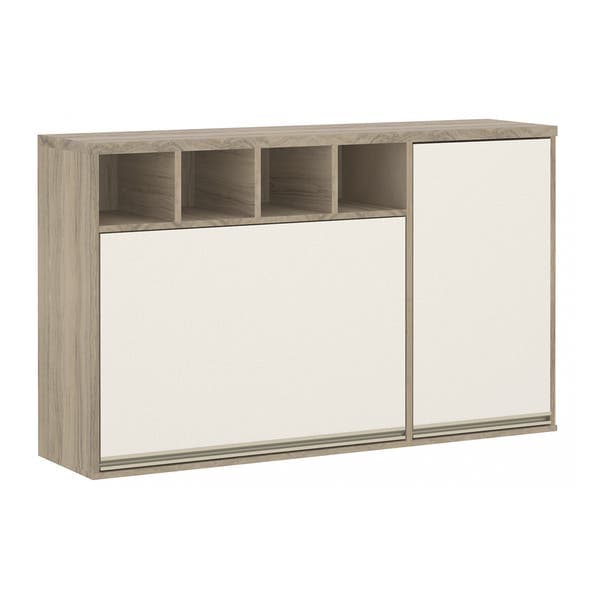 Armário Aéreo 2 Portas de Abrir e Basculante 1,2mx73cmx31,5cm MDP Pérola Off Mel Selfie Luciane