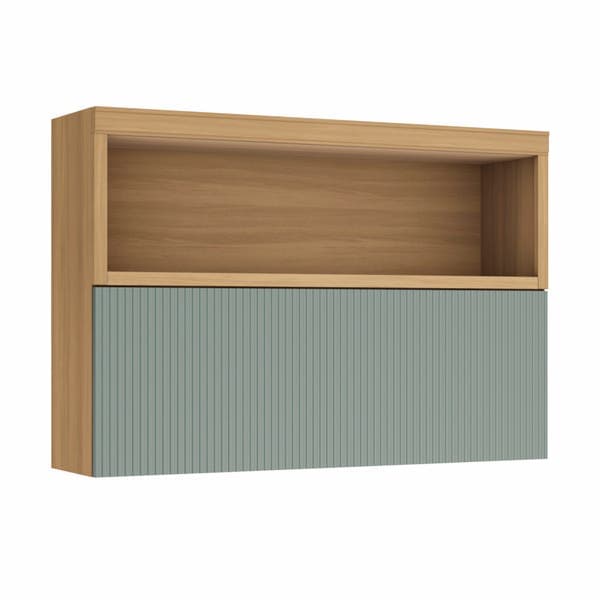 Armário Aéreo de Cozinha 100% MDF Nature e Verde com 1 Porta 120x82x32cm Marquesa Nesher