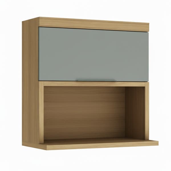 Armário Aéreo de Cozinha 100% MDF Nature e Verde com 1 Porta 80x82x32cm Marquesa Nesher