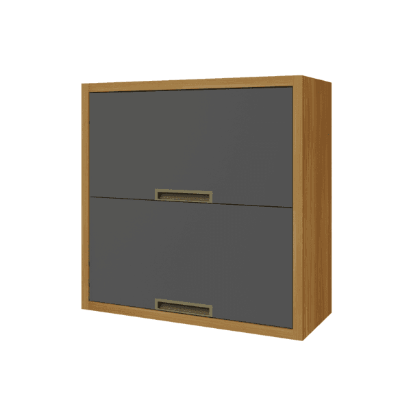 Armário Aéreo de Cozinha MDF Freijó e Grafite com 2 Portas 80x78x32cm Turquesa Nesher