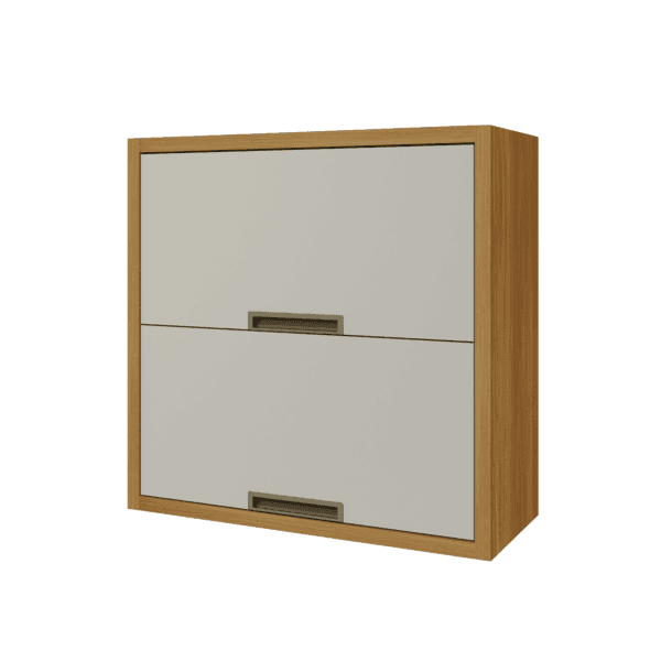 Armário Aéreo de Cozinha MDF Freijó e Off White com 2 Portas 80x78x32cm Turquesa Nesher
