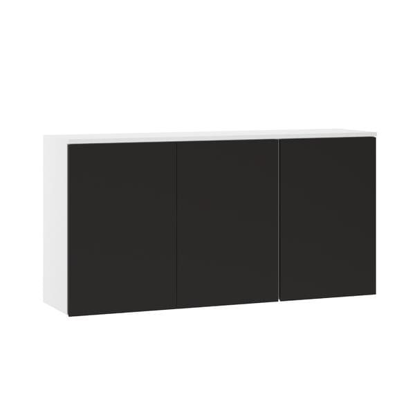 Armário Aéreo de Cozinha MDP Branco e Preto com 3 Portas 120x60x30cm Dora Luciane