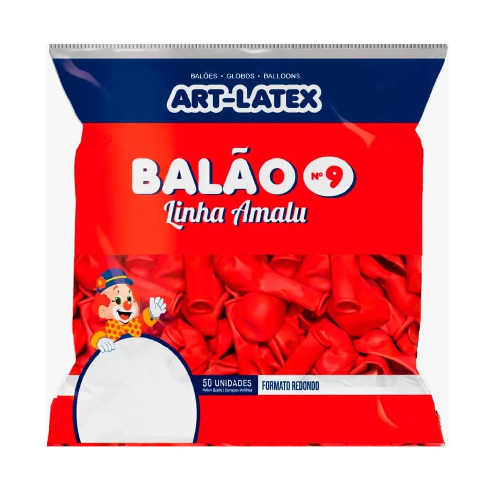Balão Redondo 50 Unidades 9" Vermelho Liso - Art Latex