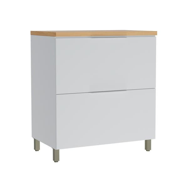 Balcão de Cozinha 100% MDF Branco e Nature com 1 Porta e 1 Gaveta 80x91x52cm Marquesa Nesher