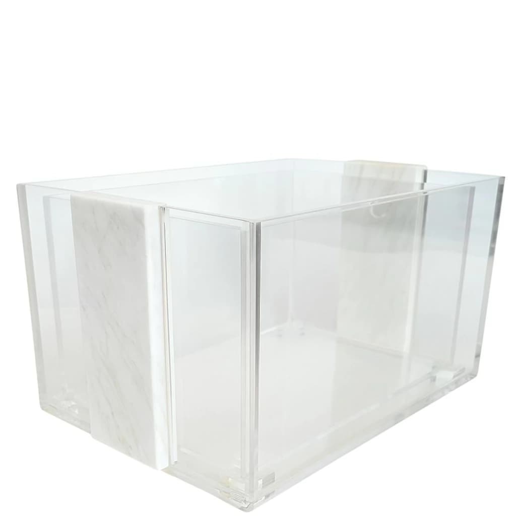 Balde para Garrafas de Mármore e Acrílico Branco Pigues 35x25x20cm