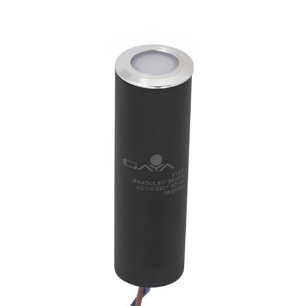 Balizador LED Externo de Chão Cob Prata Plástico 0,5W Luz Amarela IP67 Bivolt Gaya