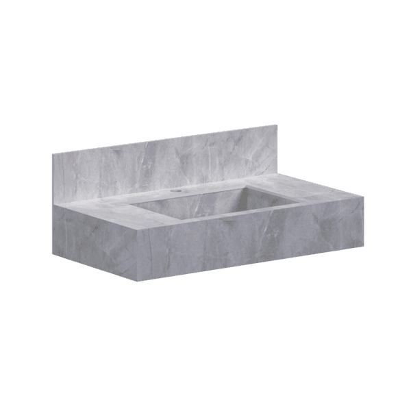 Bancada de Porcelanato com Cuba Esculpida 83x45cm Cinza Nápoles Cozimax