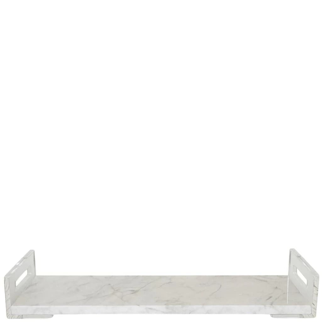 Bandeja de Mármore com Alça de Acrílico Slim Branco Pigues 70x20x12cm