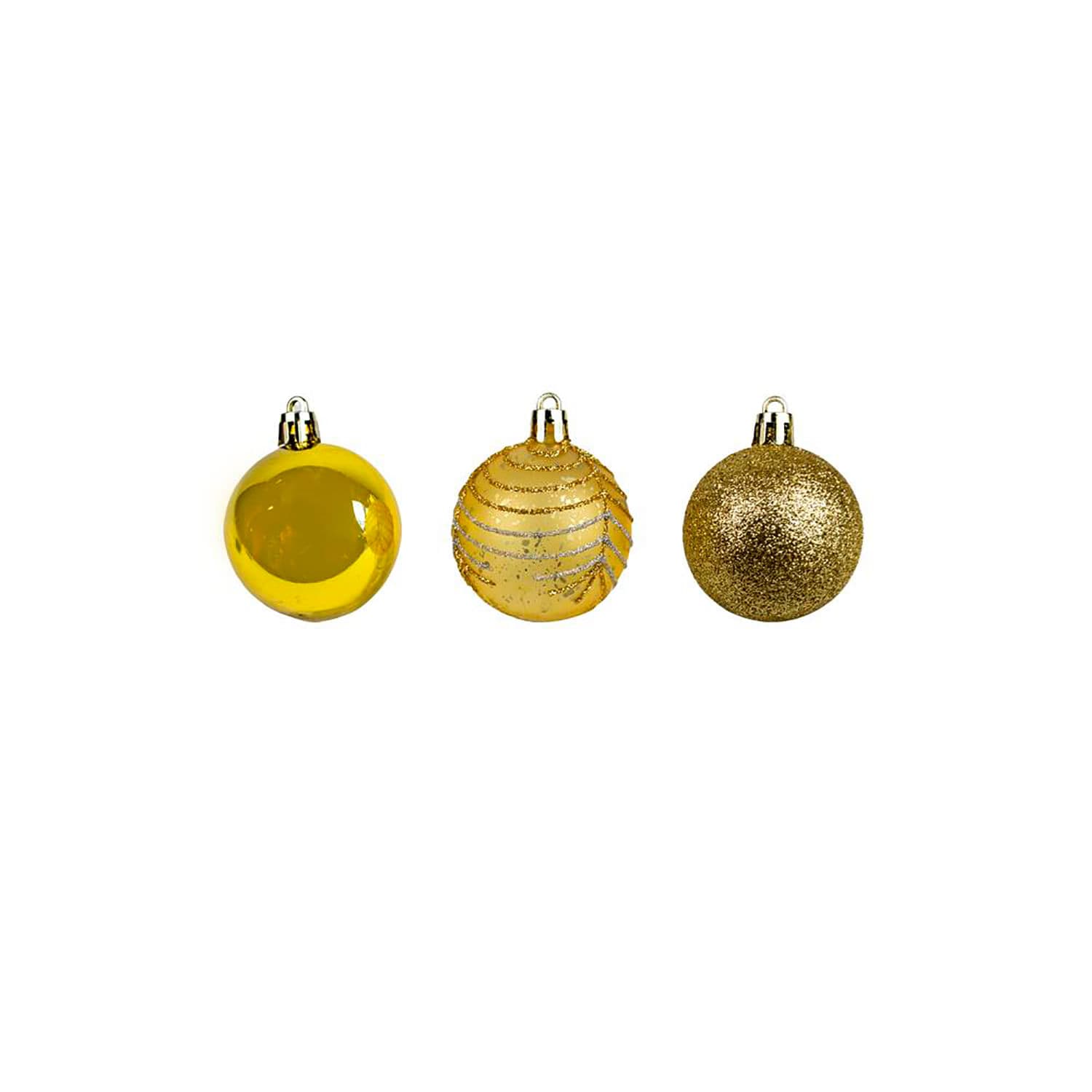 Bola de Natal Mista com 10 Dourado Glitter 5cm - Yangzi