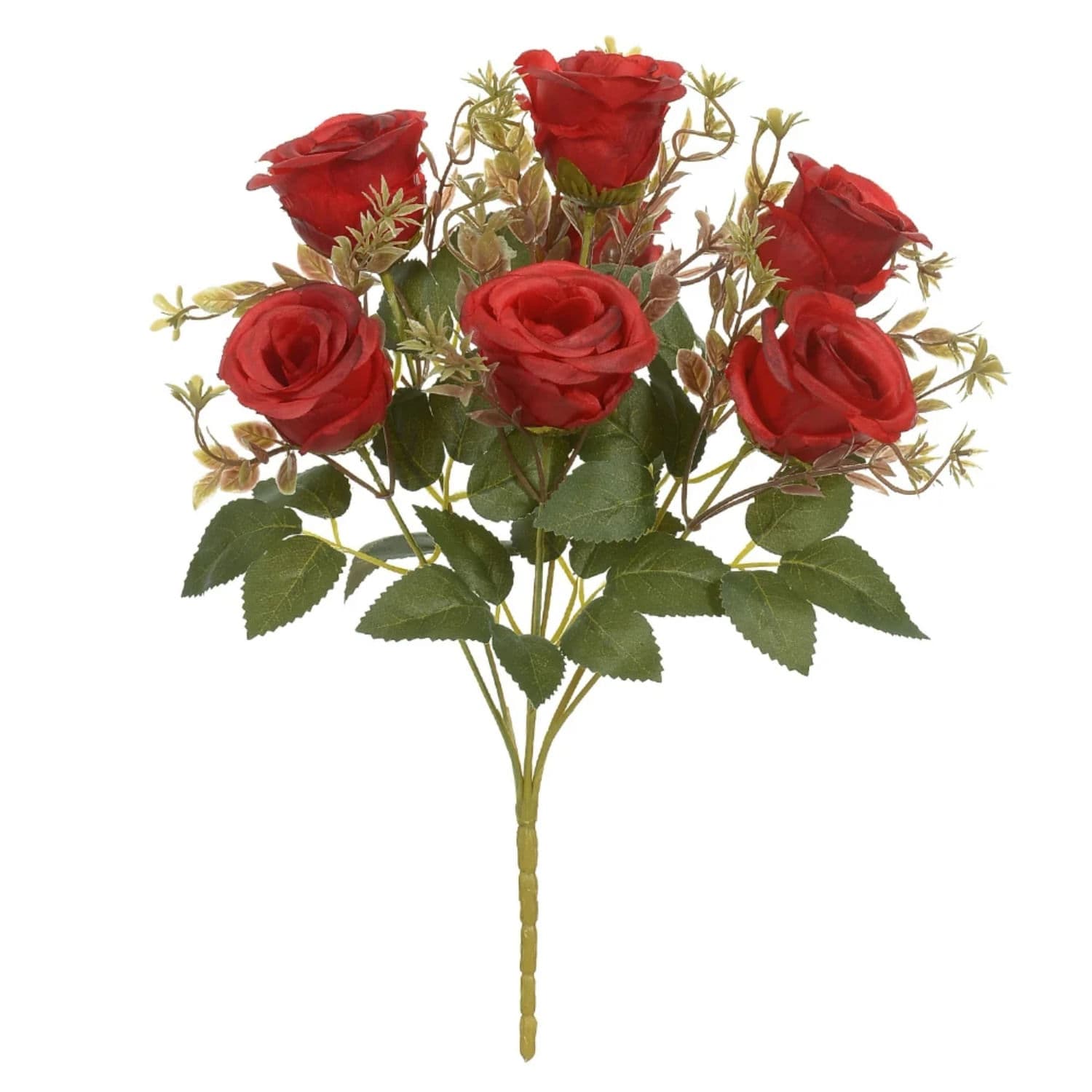 Buquê de Rosa Artificial 31cm Vermelho Outono - Florarte