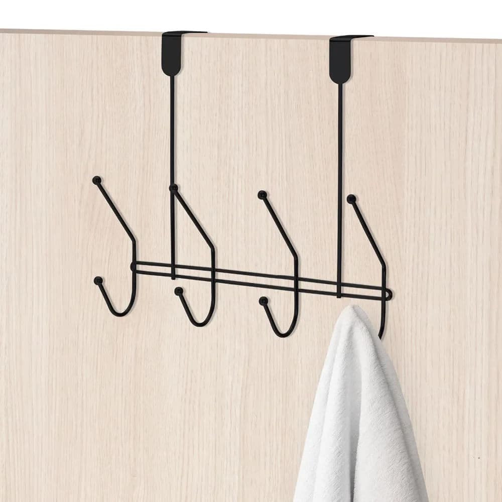 Cabide para Porta com 4 Ganchos Duplos Eclipse Black - Arthi
