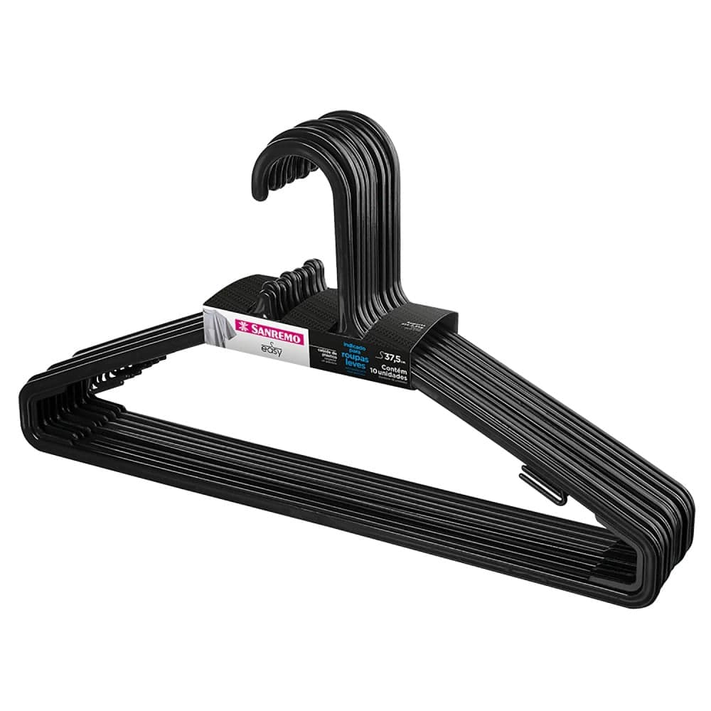 Cabide Primafer 10 Peças Preto - Sanremo