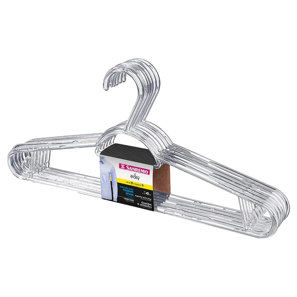 Cabide Primafer 6 Peças Transparente - Sanremo