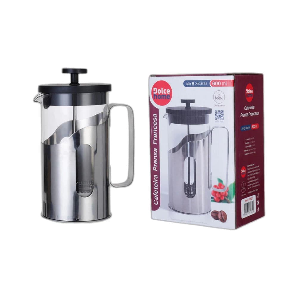 Cafeteira Prensa Francesa 600mL Inox - Dolce Home