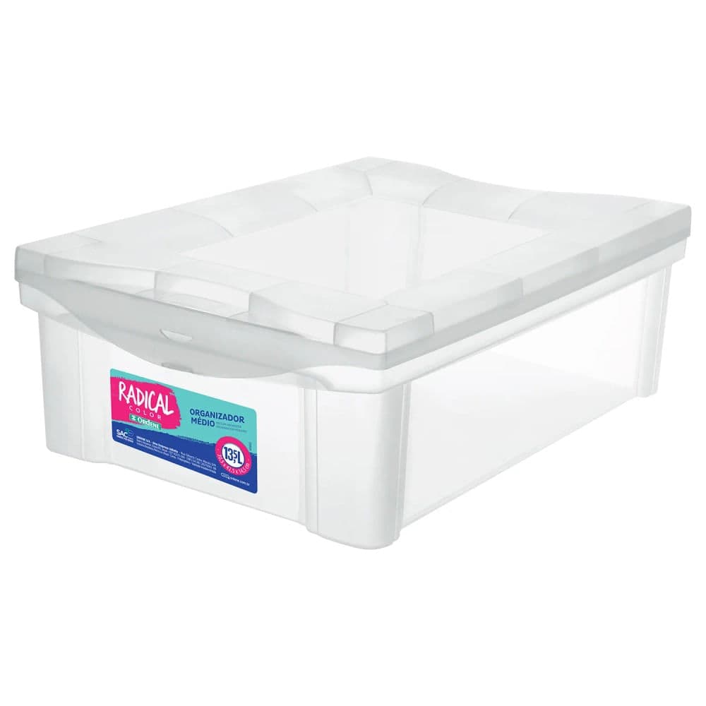 Caixa Organizadora com Tampa 13,5l Cristal - Ordene