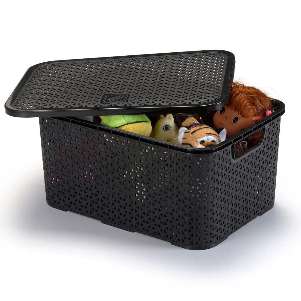 Caixa Organizadora com Tampa 16l Mosaico Preto - Arthi