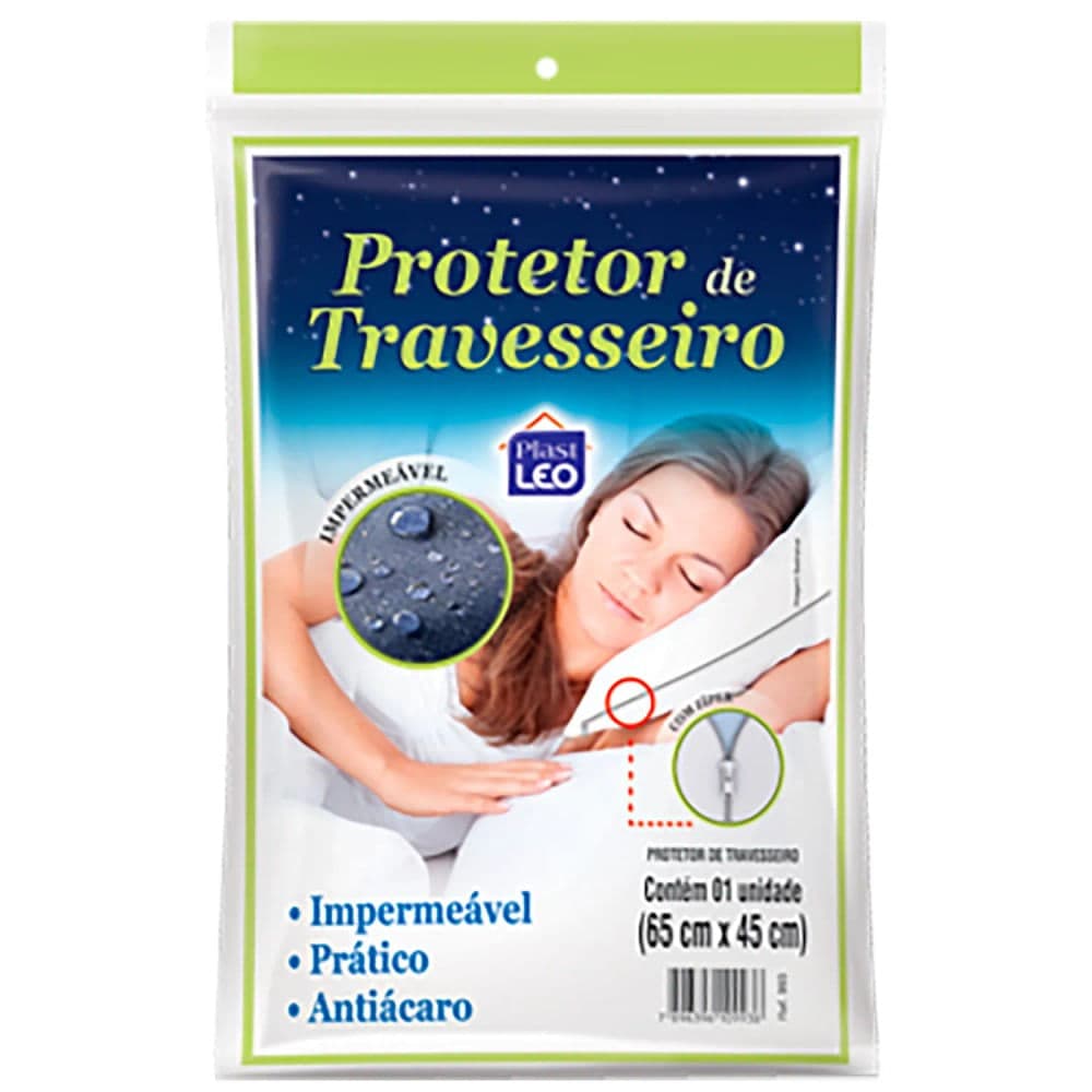 Capa para Travesseiro Impermeável 45x65cm Branca - Plast Leo