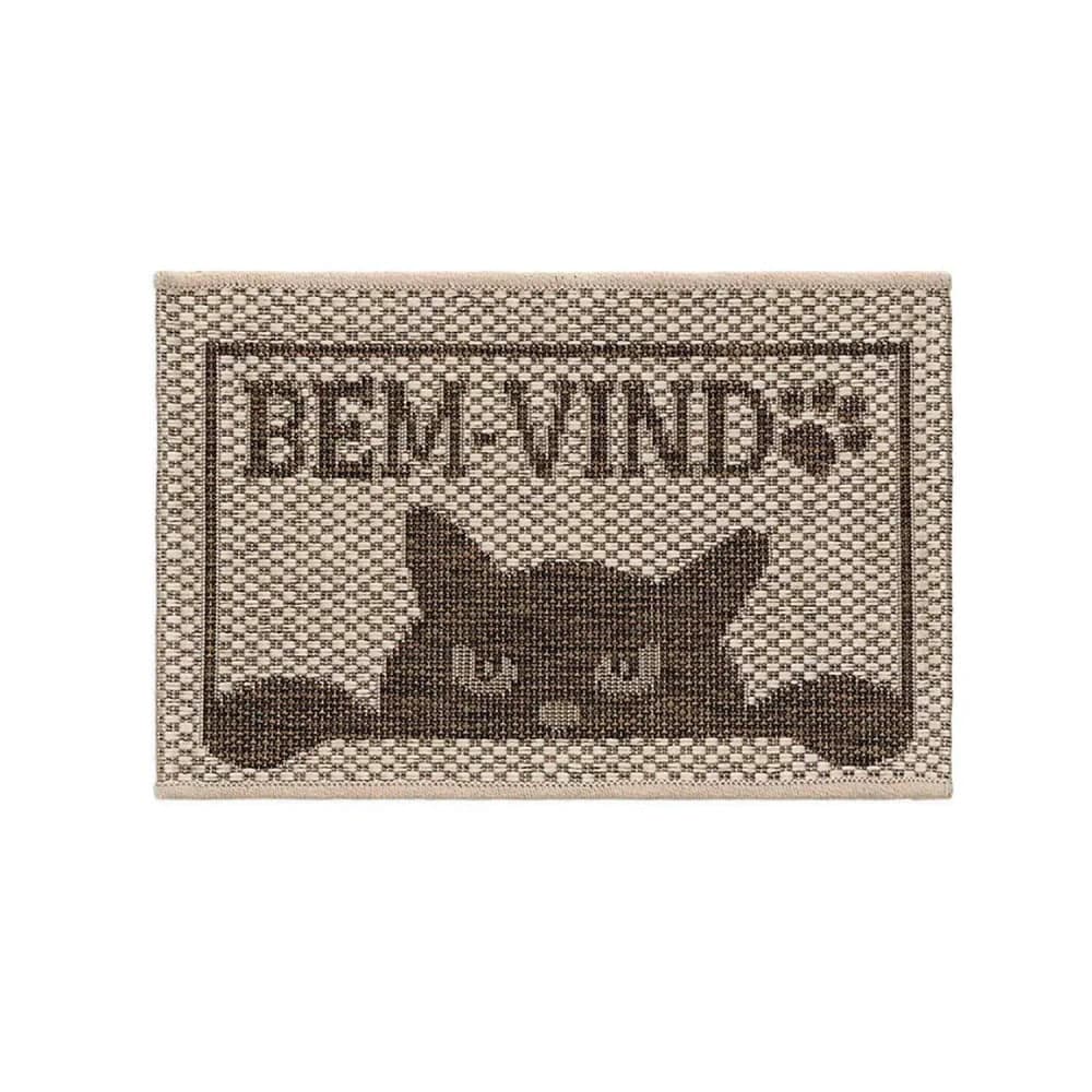 Capacho Bem-vindo 40x60cm Feline Bege - Têxtil J. Serrano