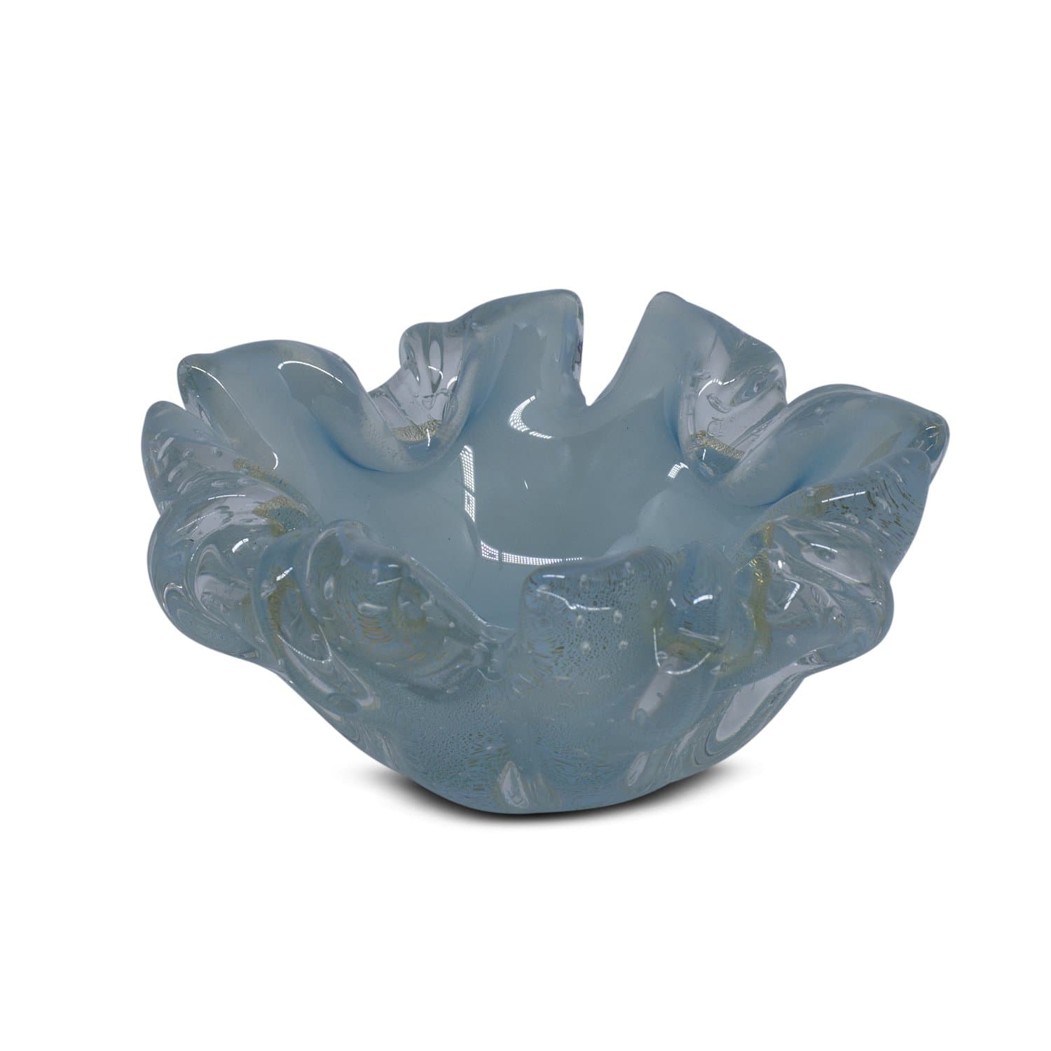 Centro de Mesa Di Murano Azul Céu Pastel com Ouro 24K 7 x 16,5 cm