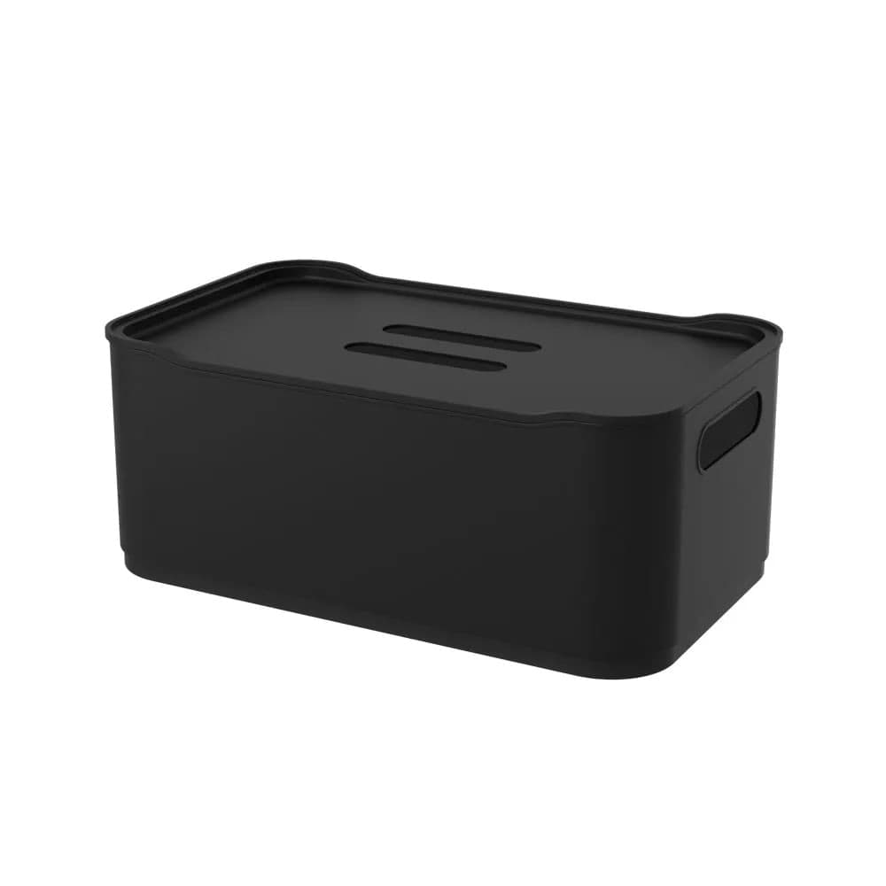 Cesta Organizadora com Tampa Fit 30,5cm Preta - Coza