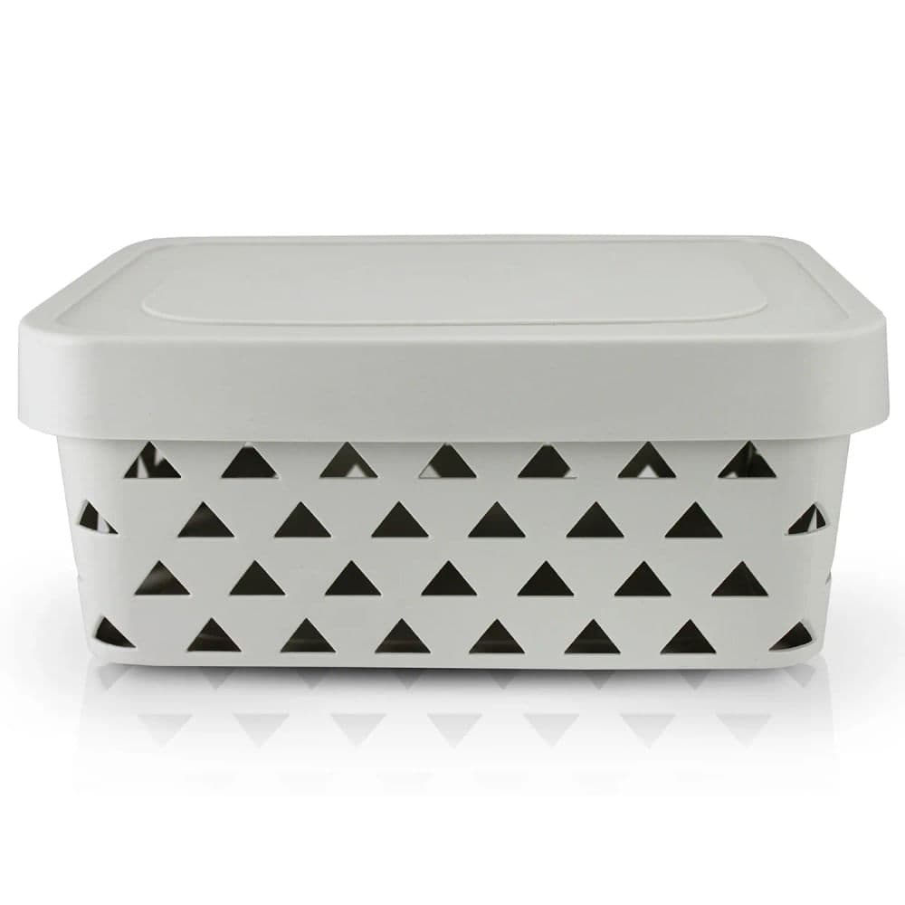 Cesta Organizadora com Tampa Loft 31,5cm Cinza - Jacki Design
