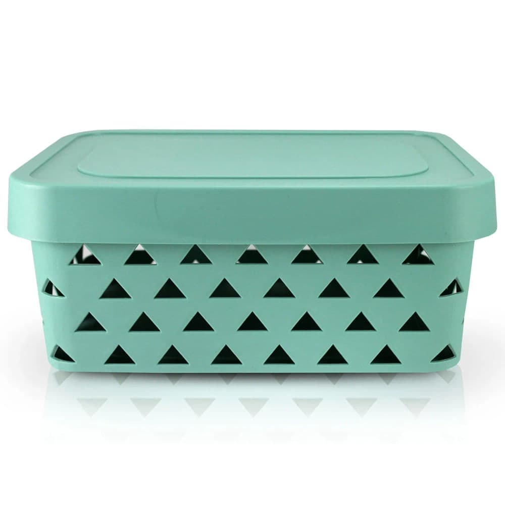 Cesta Organizadora com Tampa Loft 31,5cm Turquesa - Jacki Design