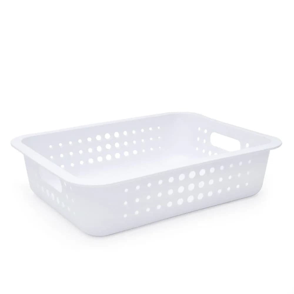 Cesta Organizadora Retangular Baixa 10x41cm Branca - Ou