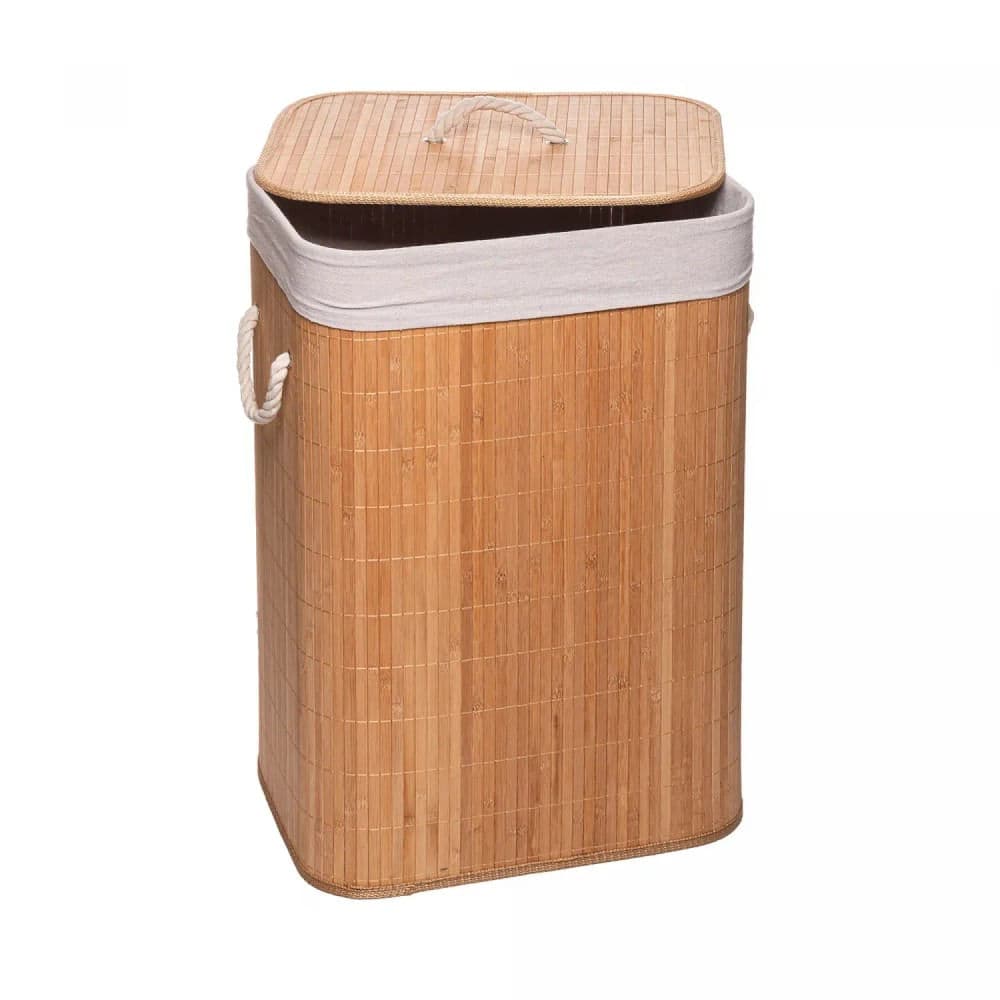 Cesto de Roupa com Tampa em Bambu 57cm - Lyor