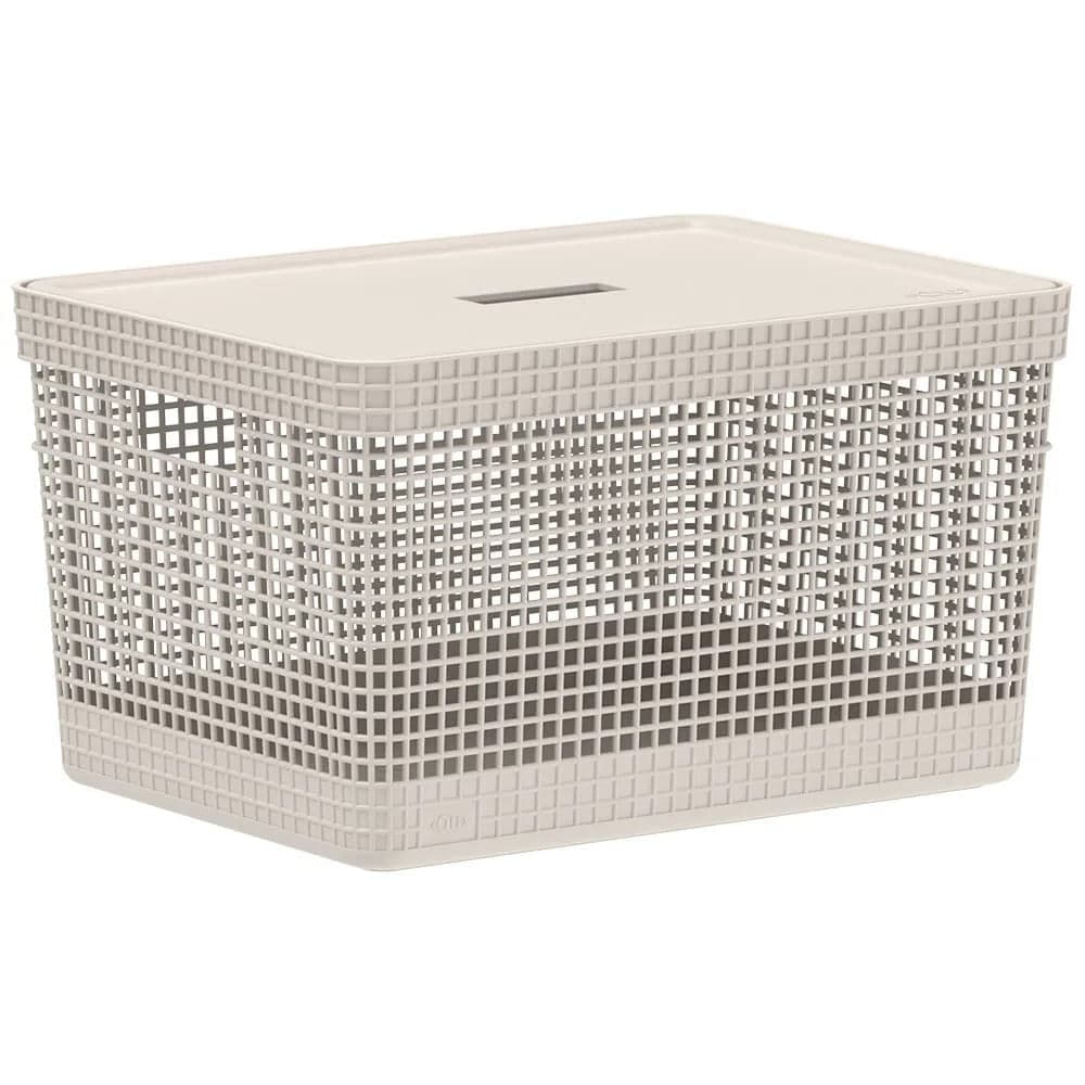 Cesto Grid com Tampa 20l Bege - Ou