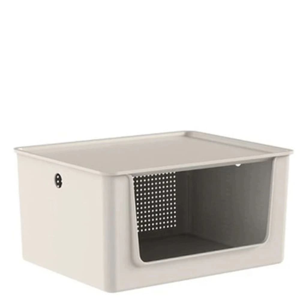 Cesto Organizador com Tampa ou Flow Bege 34x27x17cm