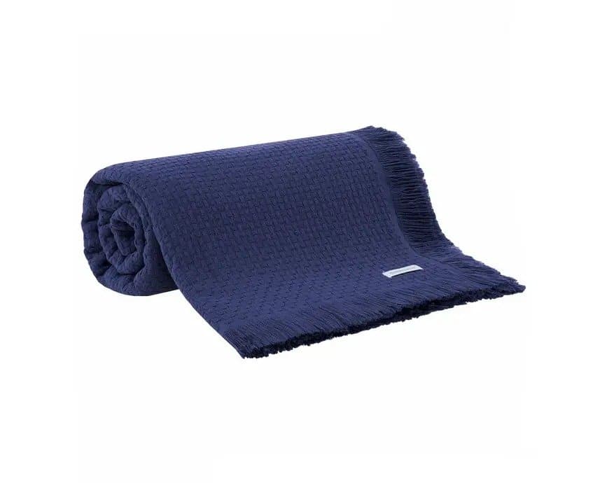 Colcha Casal In Design Franja Azul 100% Algodão Buddemeyer 2,30 x 2,50 m