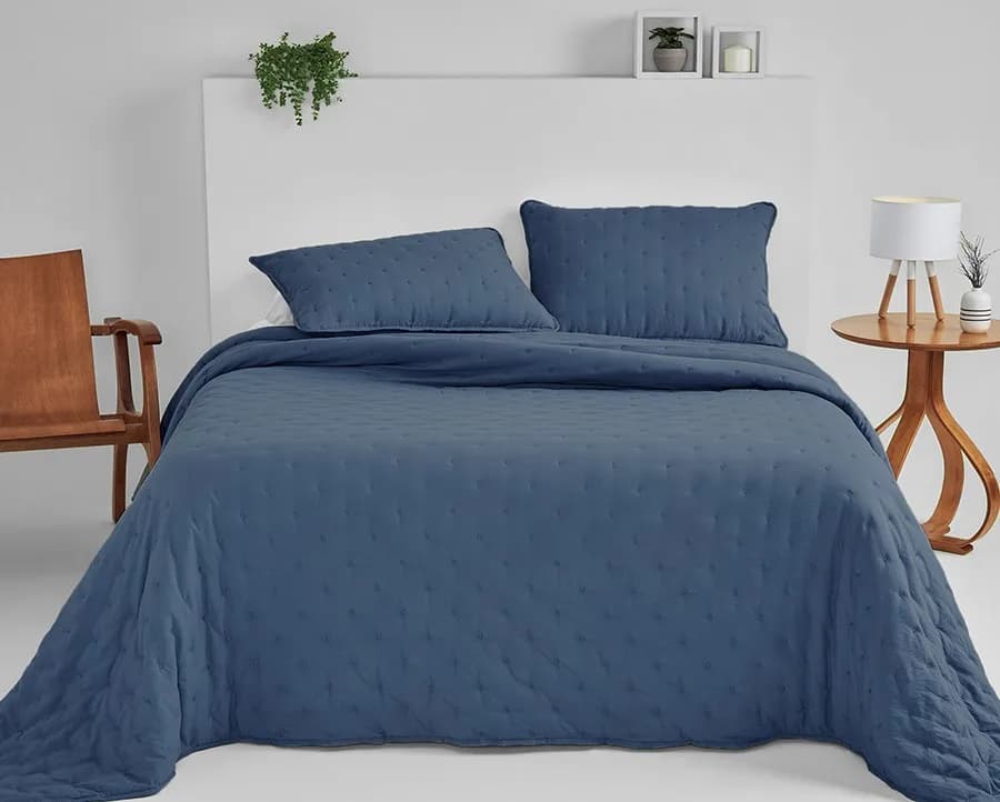 Colcha de Matelassê Poá Washed Queen com 2 Porta Travesseiros - Casa com Casa