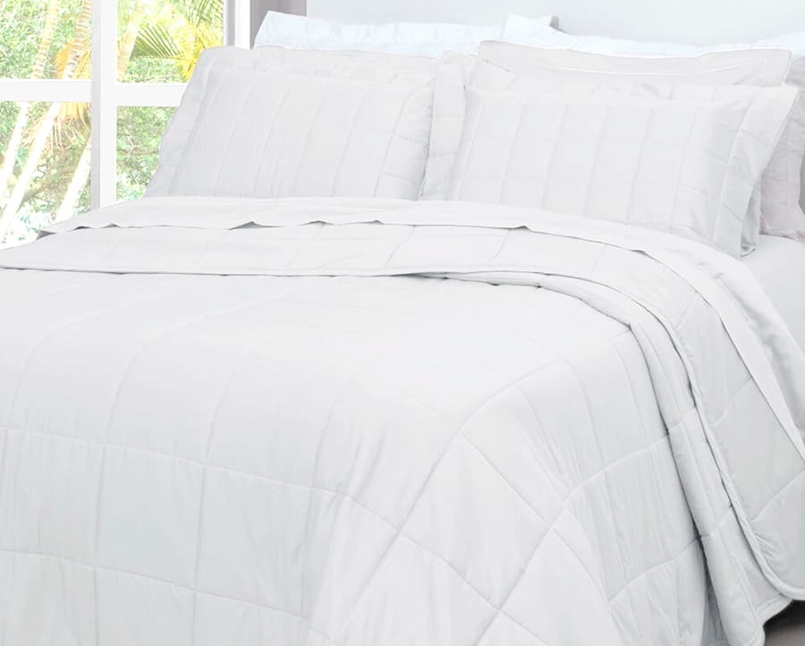 Colcha Matelassê Satinée Square Queen com 2 Porta Travesseiros - Percal 300 Fios Acetinado - Casa K