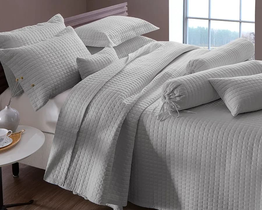Colcha Matelassê Waffer Queen com 2 Porta Travesseiros - Percal 180 Fios - Tecdecor