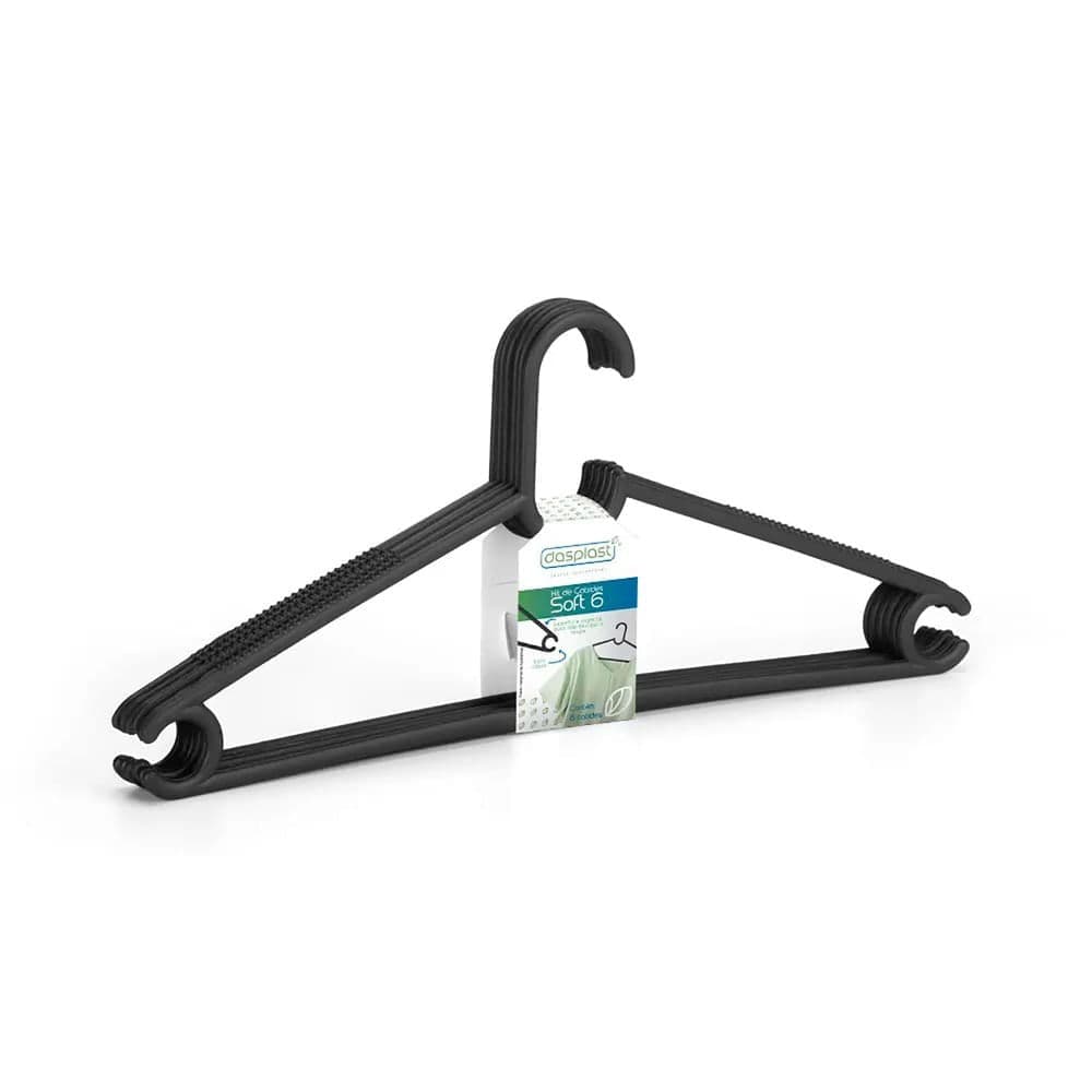 Conjunto De Cabide 6 Peças Preto - Dasplast