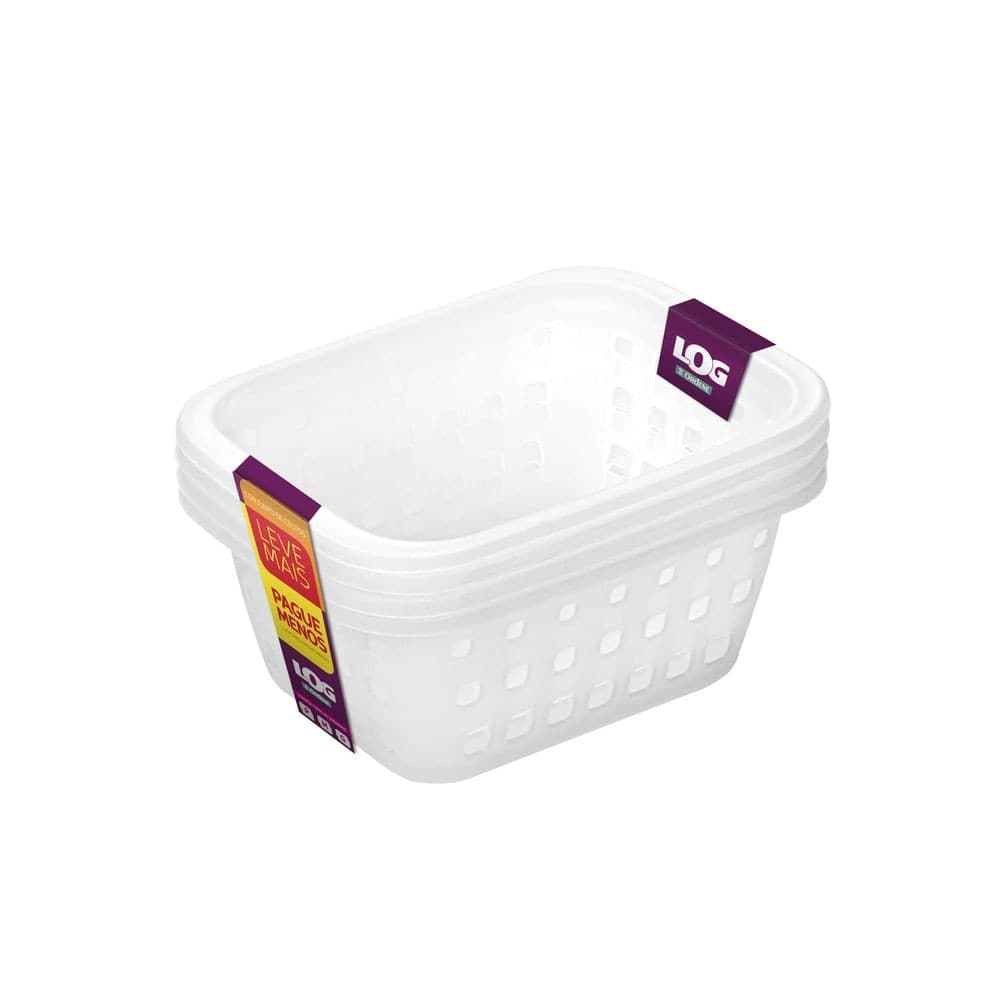 Conjunto de Cesto Organizador Log 1,4L Cristal 4 Peças - Ordene