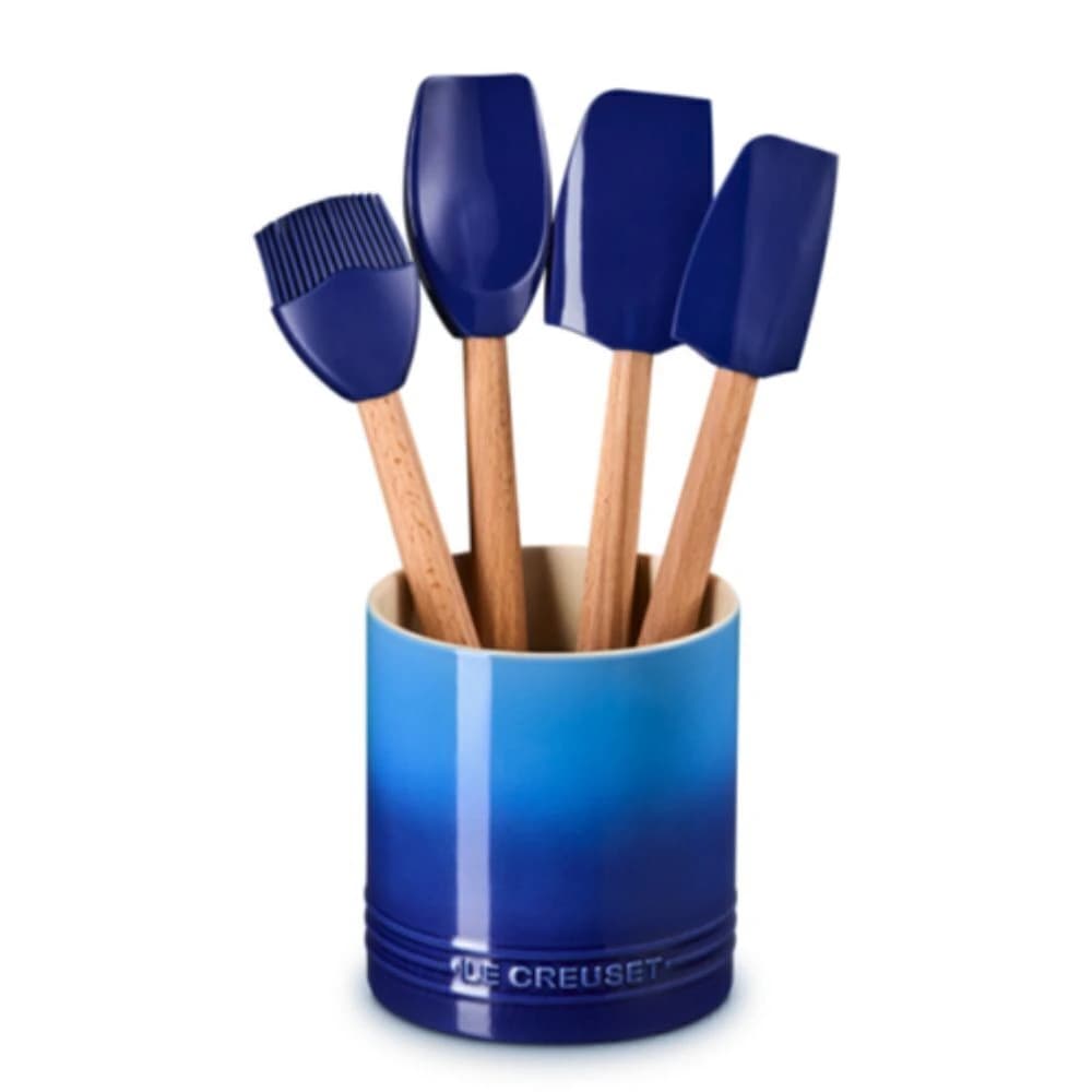 Conjunto de Espátulas e Porta Utensílios Le Creuset Azure Blue 5pçs