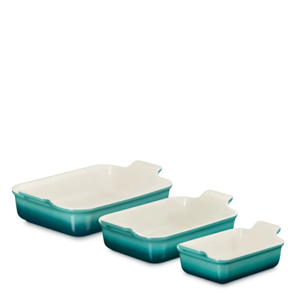 Conjunto de Travessas Refratária de Cerâmica Le Creuset Heritage Bleu Riviera 3pçs