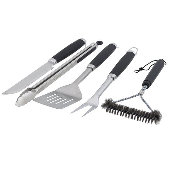 Conjunto de Utensílios para Churrasco em Aço Inox com Maleta Naterial - 5 Peças