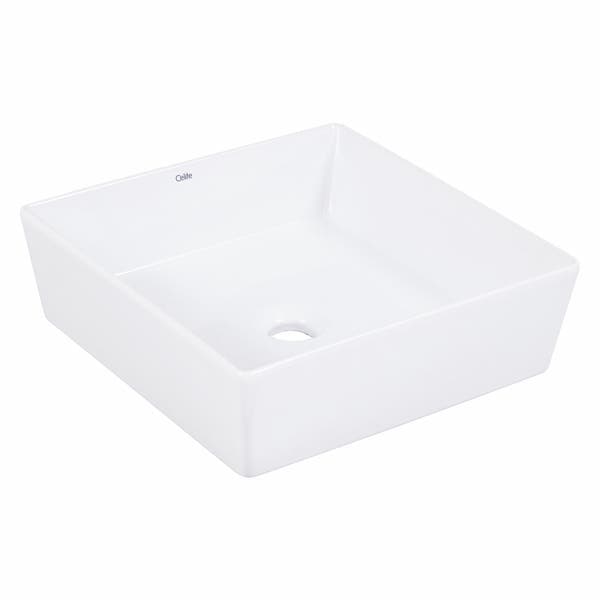 Cuba para Banheiro de Apoio em Louça Quadrada Branca 38x38cm Design Celite