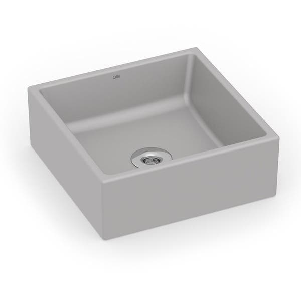 Cuba para Banheiro de Apoio em Louça Quadrada Cinza 35x35cm Basic Celite