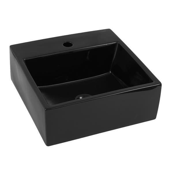 Cuba para Banheiro de Apoio em Louça Quadrada Preta 41x41cm com Mesa Q1 Celite