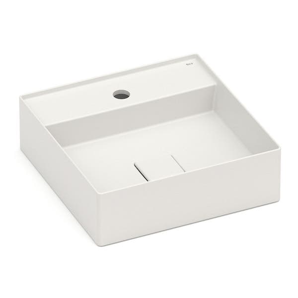 Cuba para Banheiro de Apoio Louça Quadrada Beige 40x40cm com Mesa Terra Roca